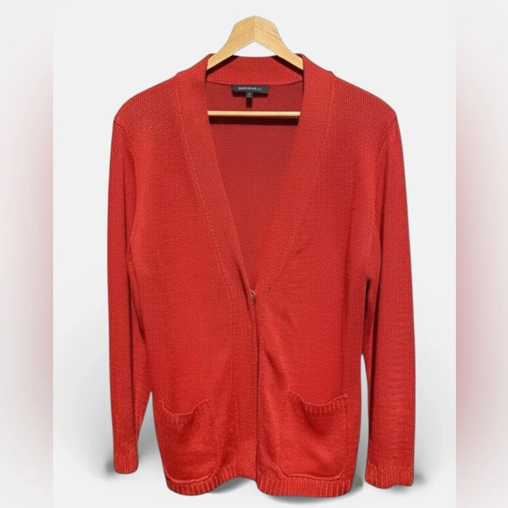 Lafayette 148 New York Orange Hemp Open-Front Cardigan – Size M |‎ Luxury